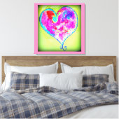 ピンク渦巻形のハート キャンバスプリント (インサイチュ (寝室))