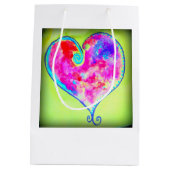 ピンク渦巻形のハート ミディアムペーパーバッグ (裏面)