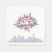 ピンク漫画ズブックスーパーヒーロー誕生日 スタンダードカクテルナプキン (正面)