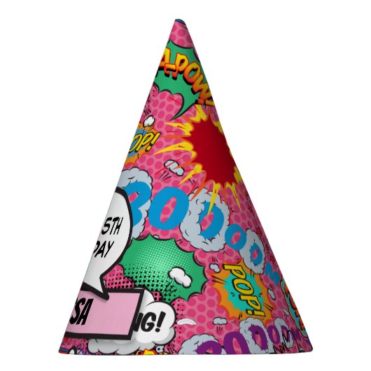 ピンク漫画ブックスーパーヒーロー誕生日 パーティーハット (右)