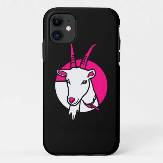 ピンク漫画ヤギポートレートブラック背景 Case-Mate iPhoneケース (裏面)