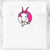 ピンク漫画ヤギポートレート ラウンドシール (バッグ)