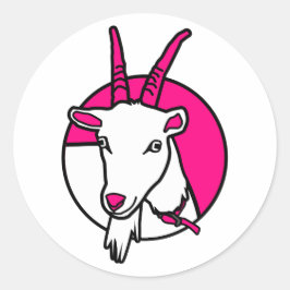 ピンク漫画ヤギポートレート ラウンドシール