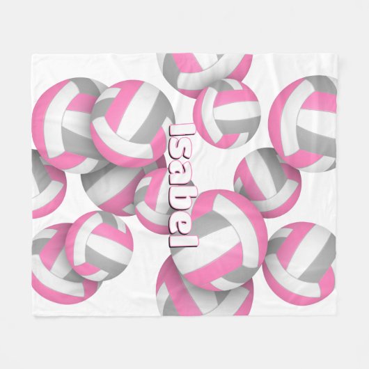 ピンク灰色のバレーボール女の子スポーツルームの装飾 フリースブランケット (正面(横))