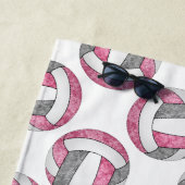 ピンク灰色の白いスポーティな女の子バレカスタムール ビーチタオル (インサイチュ)