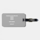 ピンク灰色の白いバレモノグラムのレーボールラゲッジタグ ラゲッジタグ (裏面横)