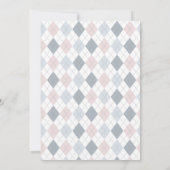 ピンク灰色の白いベビーラマは赤ちゃんのシャワーを跳躍 招待状 (裏面)