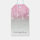 ピンク灰色の白い月と星の天空の赤ちゃんシャワー ギフトタグ (裏面)