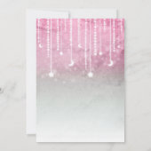 ピンク灰色の白い月と星の天空の赤ちゃんシャワー 招待状 (裏面)