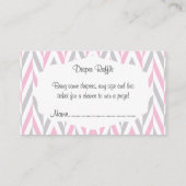 ピンク灰色の象の赤ちゃんシャワーおむつラッフル2 エンクロージャーカード (裏面)