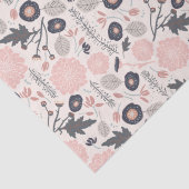 ピンク灰色の黒い植物花パターン 薄葉紙 (詳細)