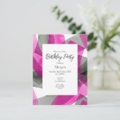 ピンク灰色の黒い水色の抽象芸術ブラシストローク 招待状 (スタンド正面)