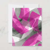 ピンク灰色の黒い水色の抽象芸術ブラシストローク 招待状 (裏面)