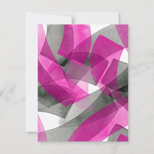 ピンク灰色の黒い水色の抽象芸術ブラシストローク 招待状 (裏面)