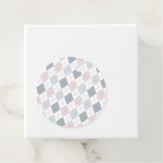 ピンク灰色アーガイル白パターン（の模様が）ある フェイバータグ (インサイチュ)