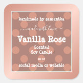 ピンク点々のある製品パッケージラベルバラ金ゴールド スクエアシール (正面)