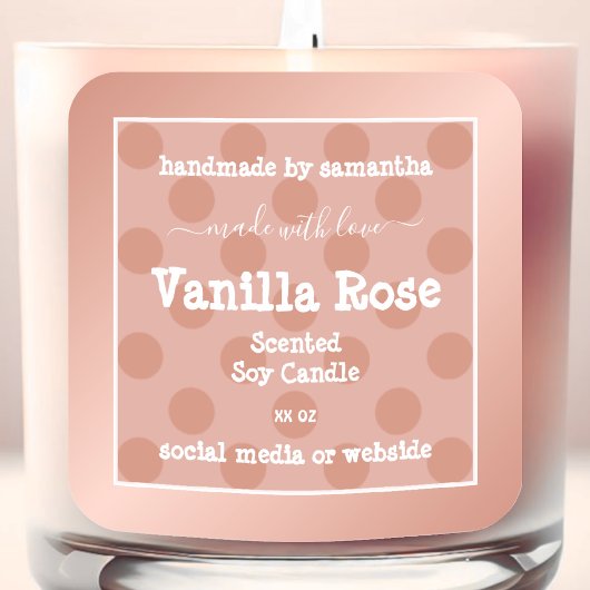 ピンク点々のある製品パッケージラベルバラ金ゴールド スクエアシール