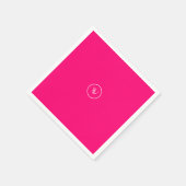 ピンク無地の色ネオンモノグラムモダントレンディー スタンダードカクテルナプキン (角)