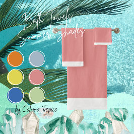 ピンク無地の赤面&ホワイトトリムバスタオルセット バスタオルセット