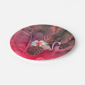 ピンク熱帯グリッターパイナップルルアウ（ハワイ式宴会）パーティー ペーパープレート (アングル)