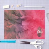 ピンク熱帯グリッターパイナップルルアウ（ハワイ式宴会）パーティー 薄葉紙 (クラフト)