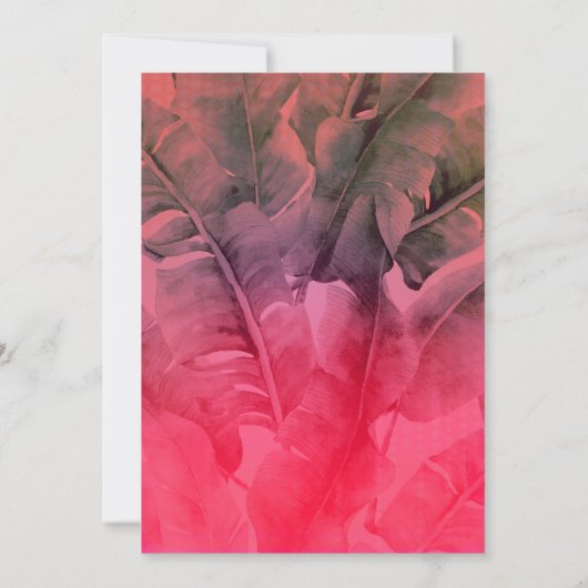 ピンク熱帯グリッターパイナップルルアウ（ハワイ式宴会）ブライダルシャワー 招待状 (裏面)