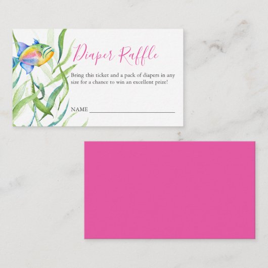 ピンク熱帯テーマおむつラッフル招待状 エンクロージャーカード (正面/裏面)
