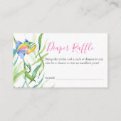 ピンク熱帯テーマおむつラッフル招待状 エンクロージャーカード (正面)