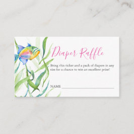 ピンク熱帯テーマおむつラッフル招待状 エンクロージャーカード
