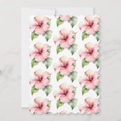 ピンク熱帯ハイビスカスフローラ金ゴールドグリッター 招待状 (裏面)