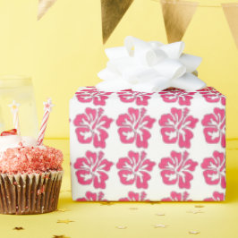 ピンク熱帯ハワイアンルアウ(ハワイ式宴会)ハイビスカスフラワーフローラ ラッピングペーパー