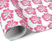 ピンク熱帯ハワイアンルアウ（ハワイ式宴会）ハイビスカスフラワーフローラ ラッピングペーパー (ロールコーナー)
