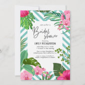 ピンク熱帯ビーチフローラブライダルシャワー 招待状 (正面)