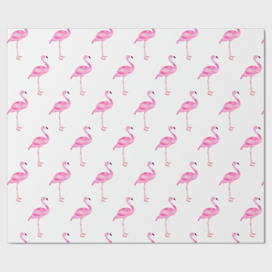 ピンク熱帯フラミンゴかわいい誕生日パーティー ラッピングペーパー (フラット)