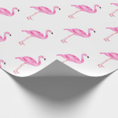 ピンク熱帯フラミンゴかわいい誕生日パーティー ラッピングペーパー (角)