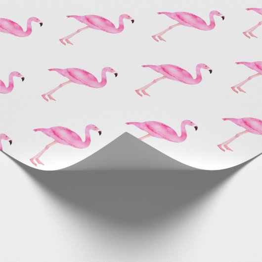 ピンク熱帯フラミンゴかわいい誕生日パーティー ラッピングペーパー (角)