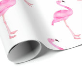 ピンク熱帯フラミンゴかわいい誕生日パーティー ラッピングペーパー (ロールコーナー)