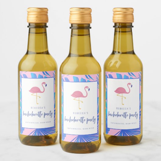 ピンク熱帯フラミンゴビーチバチェロレッテ ワインラベル (ボトル)
