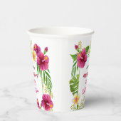 ピンク熱帯フローラルアウ(ハワイ式宴会)パーティーカップ誕生日 紙コップ (右)