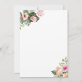 ピンク熱帯フローラ金ゴールドフレームブライダルシャワー 招待状 (裏面)