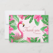 ピンク熱帯夏ブライダルシャワー サンキューカード (正面)