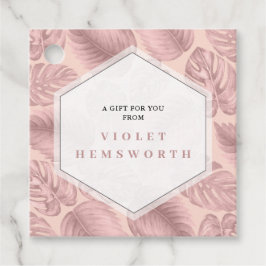 ピンク熱帯幾何学メッセージカード フェイバータグ