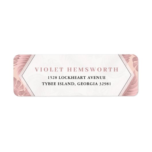 ピンク熱帯幾何学差出人住所 ラベル (正面)
