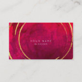 ピンク熱帯幾何学的ゴールデンホイルズサークル赤 名刺 (正面)