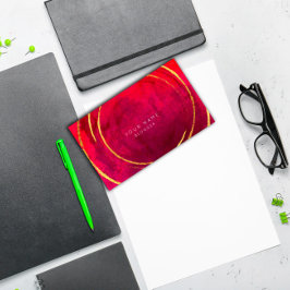 ピンク熱帯幾何学的ゴールデンホイルズサークル赤 名刺