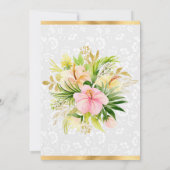 ピンク熱帯花ゴールドフォイルブライダルシャワー 招待状 (裏面)