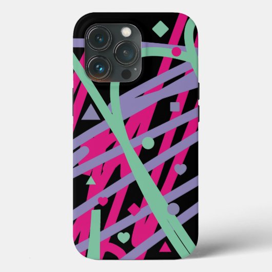 ピンク熱狂するパープルパターンアクア三角形ハート円 Case-Mate iPhoneケース (裏面)