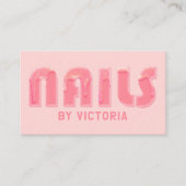 ピンク爪、 ネイルグリッタードリップタイポグラフィ爪、 ネイル技術 名刺 (正面)