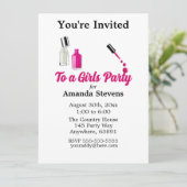 ピンク爪、 ネイルポーランドパジャマパーティの招待状 招待状 (スタンド正面)