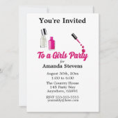 ピンク爪、 ネイルポーランドパジャマパーティの招待状 招待状 (正面)